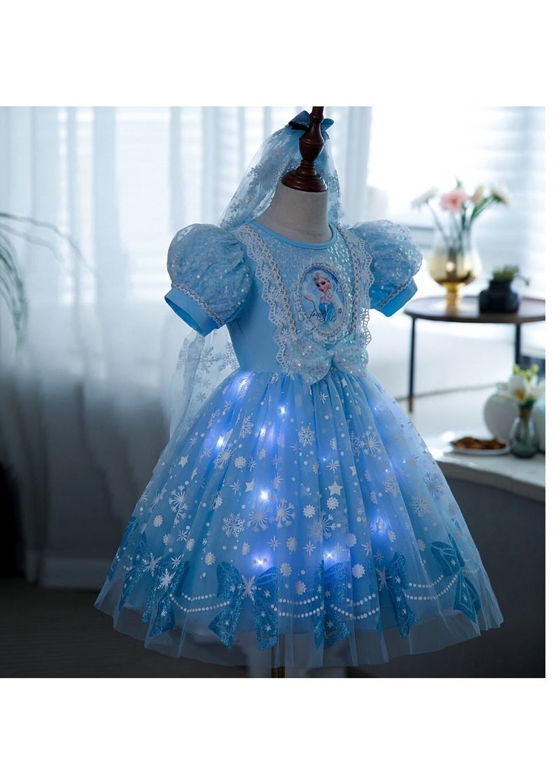 wenhuaren Elsa Princess Frozen Dress Blue  - Image 1