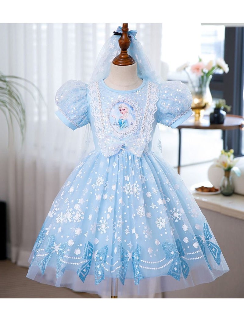 wenhuaren Elsa Princess Frozen Dress Blue  - Image 2
