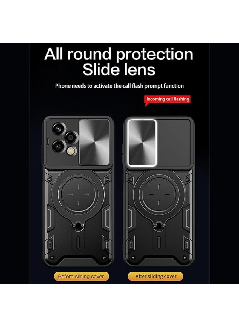 WRISTWISE Case Cover for Honor 200 Lite Armor Case with Magnetic Ring Kickstand, Rugged Military Grade Shockproof Heavy Duty Case with Slide Camera Lens Cover for Honor 200 Lite Black - Image 4