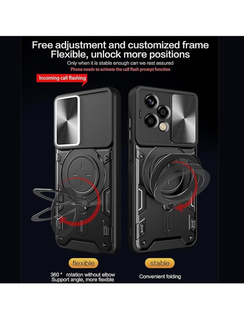 WRISTWISE Case Cover for Honor 200 Lite Armor Case with Magnetic Ring Kickstand, Rugged Military Grade Shockproof Heavy Duty Case with Slide Camera Lens Cover for Honor 200 Lite Black - Image 5