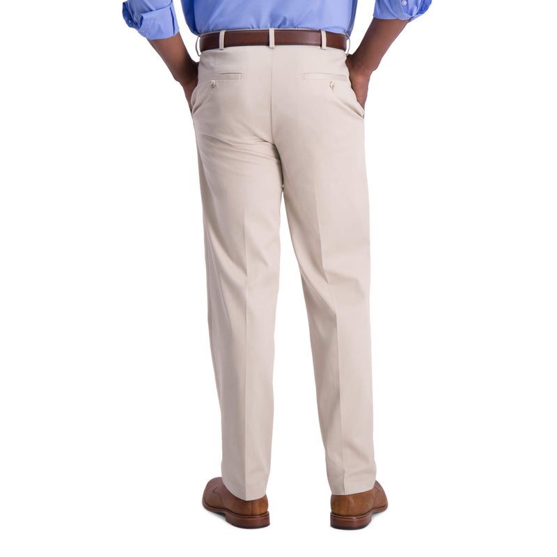 Haggar Men's Iron Free Premium Khaki Classic Fit Flat Front Expandable Waist Casual Pant, Sand, 44 x 30 - Image 3