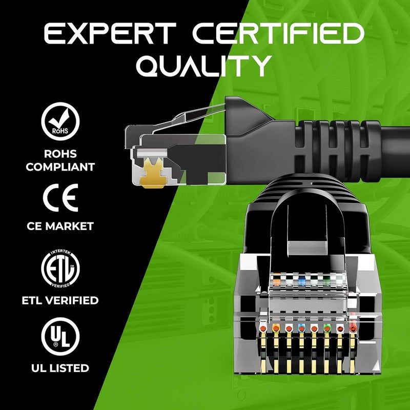 GearIT 24-Pack, Cat5e Ethernet Patch Cable 10 Feet - Snagless RJ45 Computer LAN Network Cord, Black - Image 5