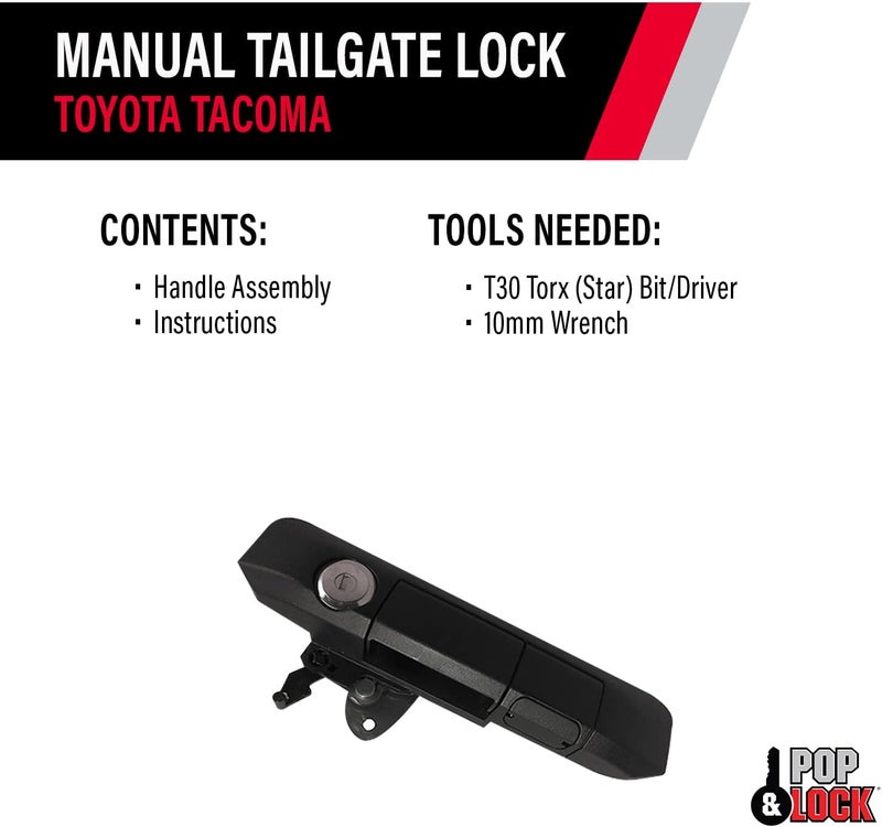 Pop & Lock PL5400 Black Manual Tailgate Lock with Bolt Codeable Technology for Toyota Tacoma - Image 5