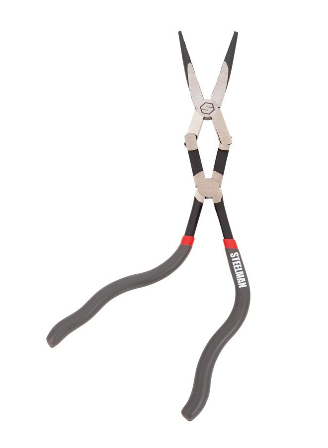 Steelman 13-inch Double-Jointed Long Nose Pliers for Tight Spots, Pistol Grip, Ideal for Auto Mechanics, Plumbers, and More - Image 3