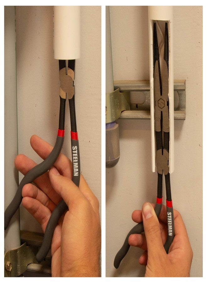 Steelman 13-inch Double-Jointed Long Nose Pliers for Tight Spots, Pistol Grip, Ideal for Auto Mechanics, Plumbers, and More - Image 5