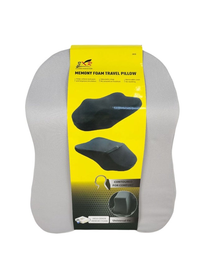 3 اكس ار وسادة سفر مريحة من إسفنج الذاكرة 3XR (موديل 3808) - دعم مُصمم للرقبة والرأس مع تخفيف آلام العمود الفقري بثلاث نقاط وملاءمة عالمية للسيارة والسفر متعدد الاستخدامات - Image 3