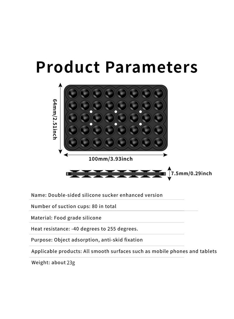 Black,Double Sided Silicone Suction Cup Pad 80 Suction Cups Enhanced Version Adhesive Free Phone Holder Anti Slip Fixer for Phones Tablets Smooth Surfaces for Kitchen Bathroom Gym - Image 5