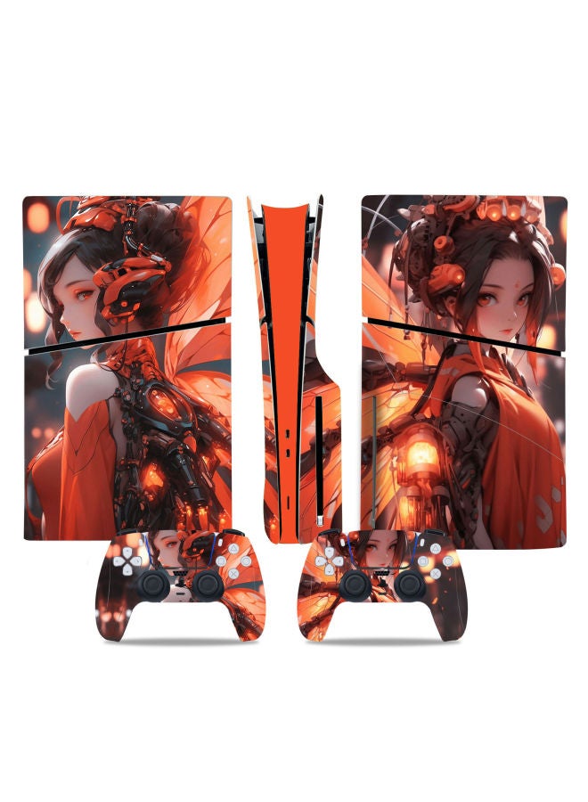 PS5slim CD-ROM Edition Sticker Slim Digital Edition Sticker Cute Initial Tone Cartoon Sticker Scrub No Glue-Color:Slate Gray P5SDisc-0386 - Image 1