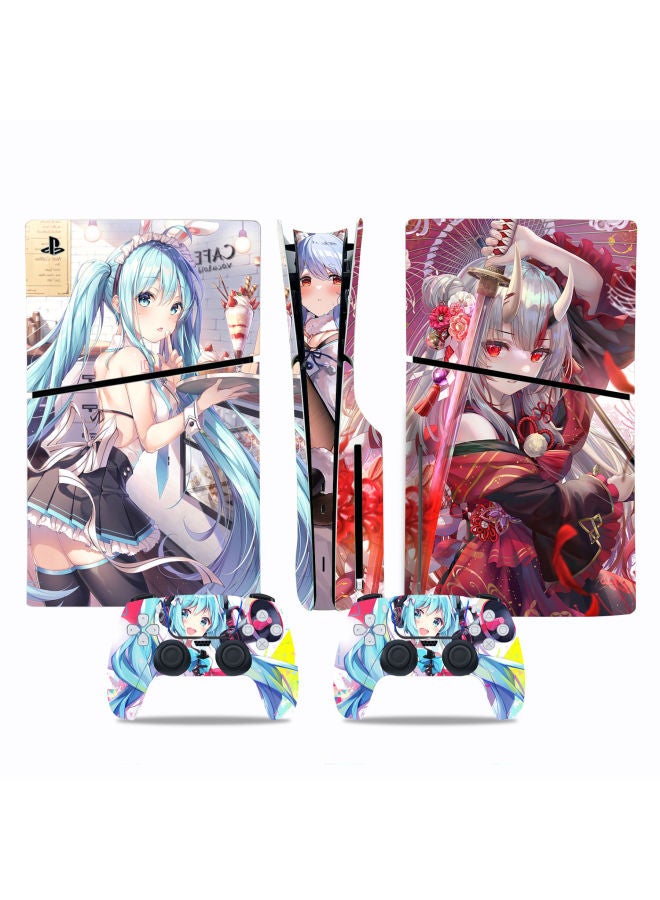 PS5slim CD-ROM Edition Sticker Slim Digital Edition Sticker Cute Initial Tone Cartoon Sticker Scrub No Glue-Color:Slate Gray P5SDisc-0386 - Image 2