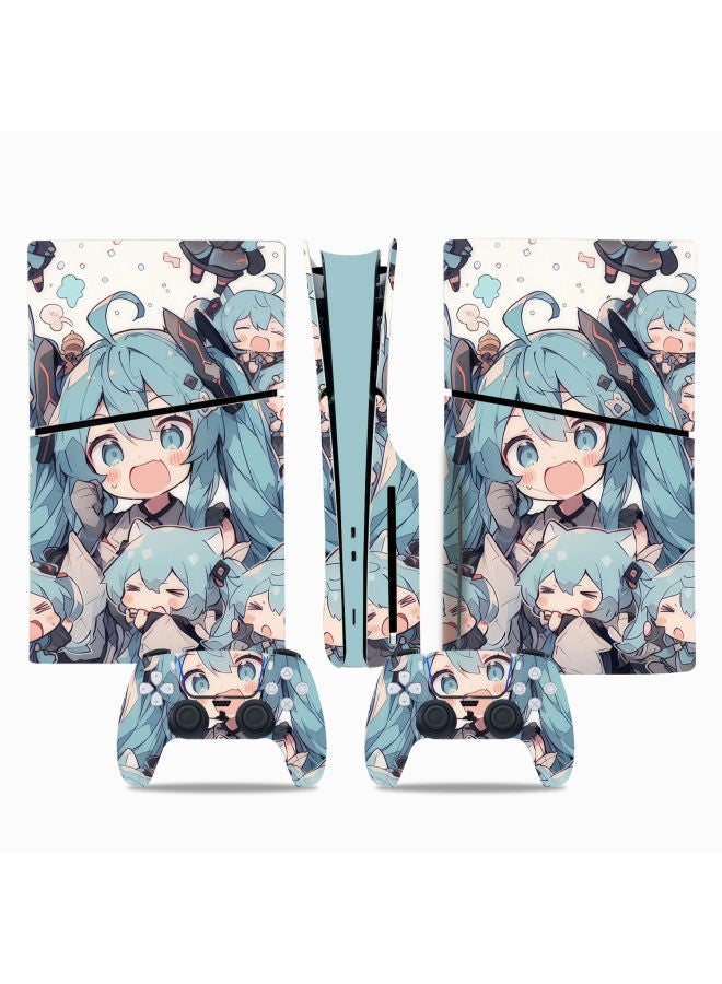 PS5slim CD-ROM Edition Sticker Slim Digital Edition Sticker Cute Initial Tone Cartoon Sticker Scrub No Glue-Color:Slate Gray P5SDisc-0386 - Image 3