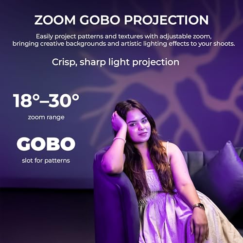 Digitek (DS 30 WTP) 30W Optical Snoot Zoom GOBO Projector, 12 Special Effects, 3900 Lumen, 3000mAh Battery, Dual Temp 2700K-6500K, 15 GOBOs and 5 Color Films, CRI ≥96, for Photo & Videography - Image 3