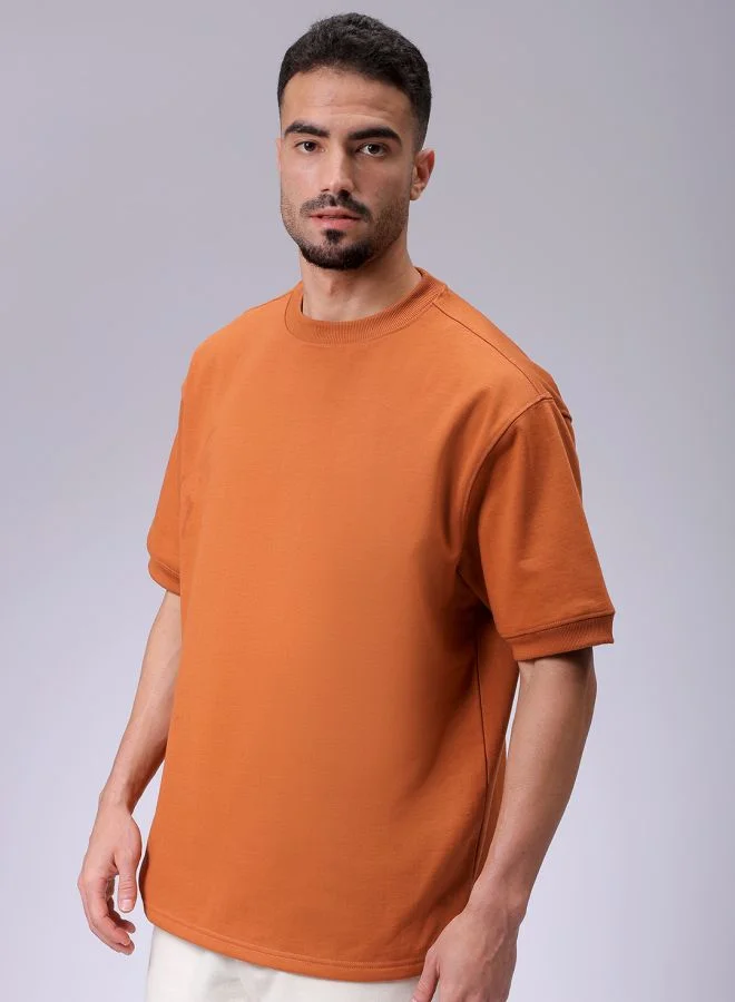 The Indian Garage Co Men Oversized Solid Crew Neck Overhead Sweatshirt