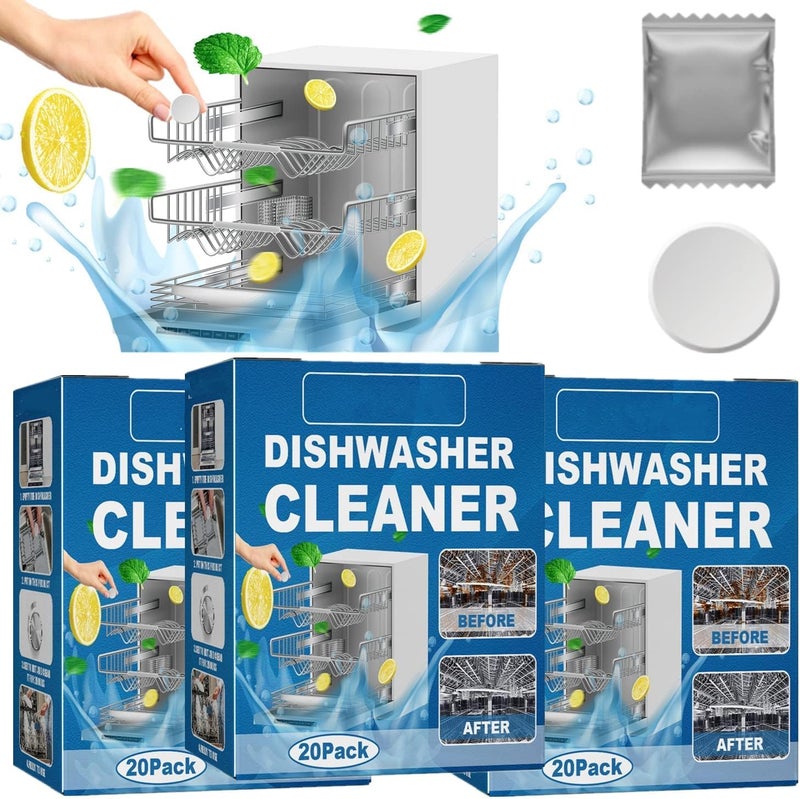 60 Pack Dishwasher Slice, Deep Cleaning Efficient Dishwasher Cleaner for Dishwasher Cleaning Kitchen Tableware Care - Image 1