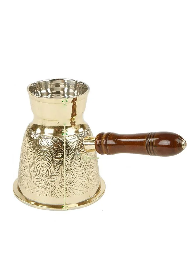 QUESERA Quesera Turkish Style Brass Coffee Pot with Wooden Handle.