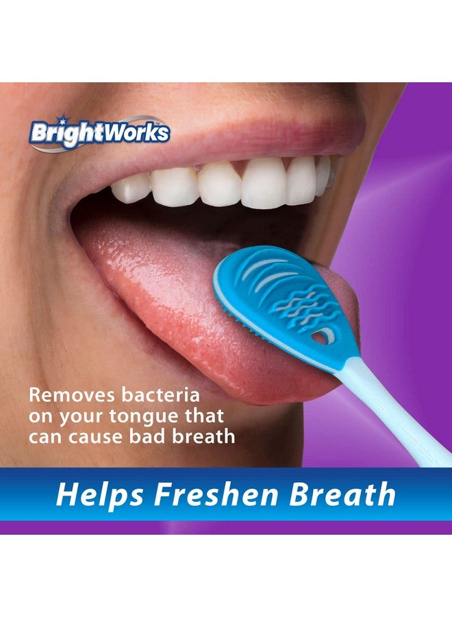 BrightWorks Tongue Cleaner (3-Pack) with Gentle Cheek Scraper. Two-Sided Head with Dual Action Cleaning for Fresh Breath. - Image 4