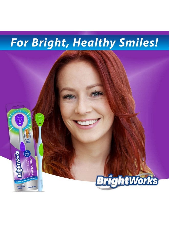 BrightWorks Tongue Cleaner (3-Pack) with Gentle Cheek Scraper. Two-Sided Head with Dual Action Cleaning for Fresh Breath. - Image 3