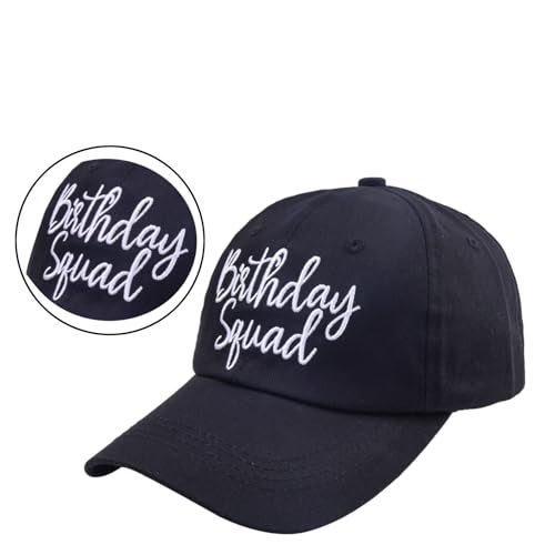 Erying Birthday Party Hats Funny Birthday Squad Embroidery Adjustable Black Baseball Cap for Women - Image 2