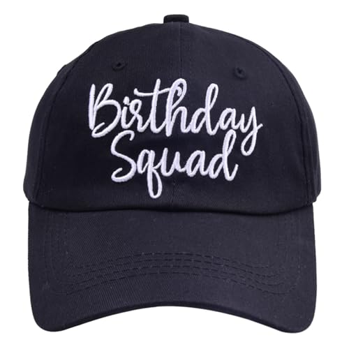 Erying Birthday Party Hats Funny Birthday Squad Embroidery Adjustable Black Baseball Cap for Women - Image 1