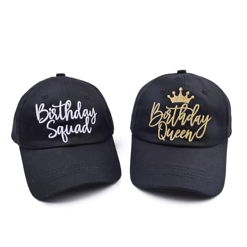Erying Birthday Party Hats Funny Birthday Squad Embroidery Adjustable Black Baseball Cap for Women - Image 5