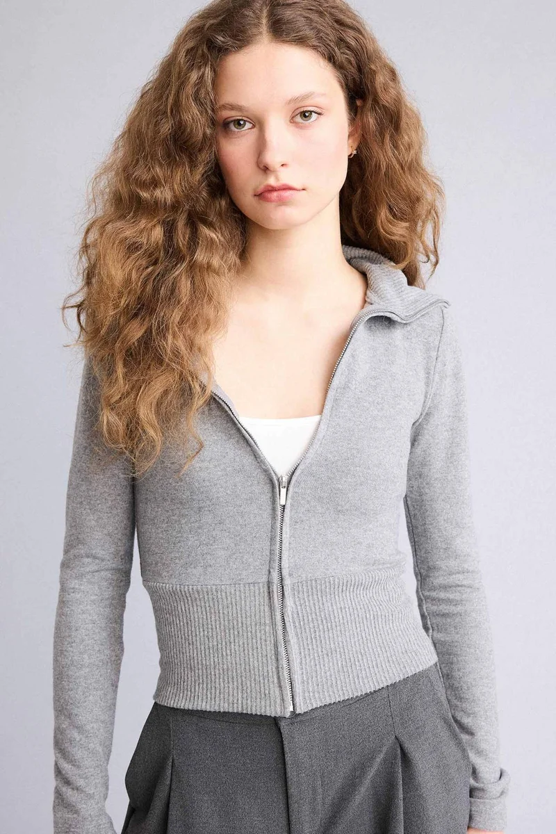 DeFacto Slim Fit Half Turtleneck Cardigan