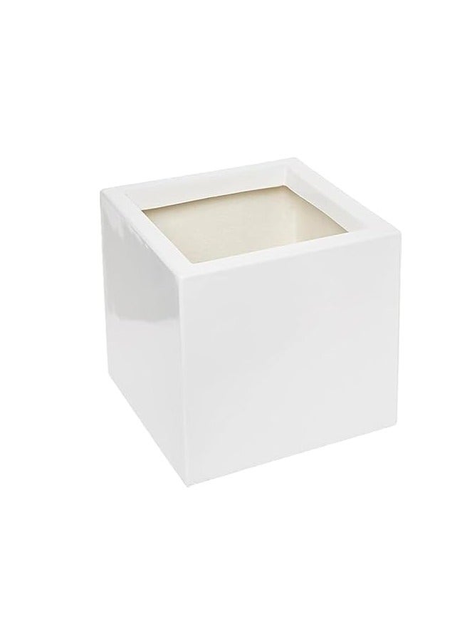Generic GRP Fiberglass Square White Pot 40x40x40cm (LWH) for Plants and Flower White Color Planter for indoor and Outdoor 