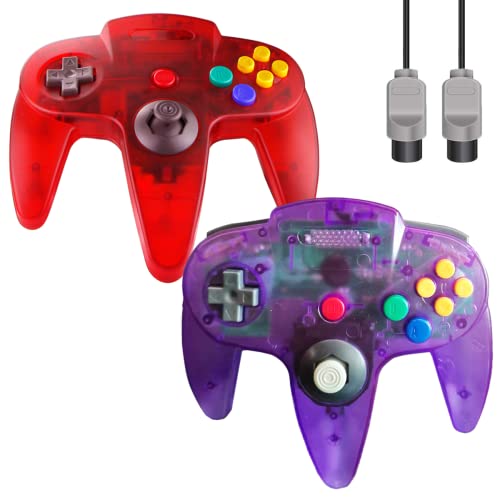ZeroStory Classic N64 Controller, Wired N64 Controller Upgraded Joystick for N64 Video Game Console (Transparent Red and Transparent Purple) - Image 1