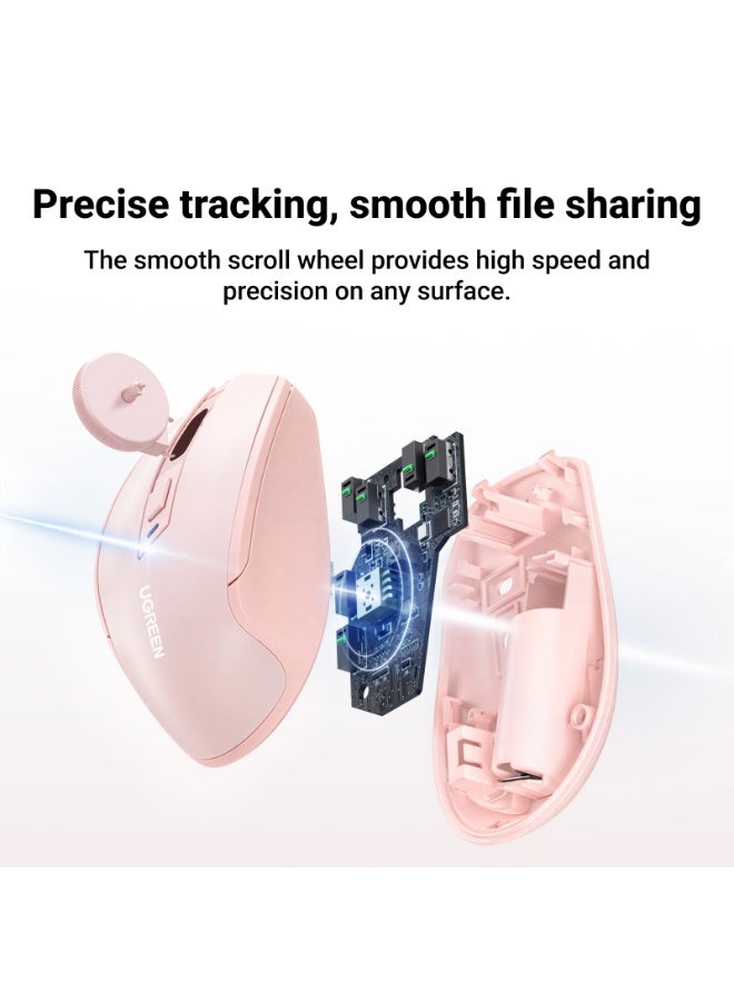 Ugreen Wireless Mouse Ergonomic Mice 2.4G USB Noiseless Portable Mouse for Laptop Tablet 5 DPI Adjustable Ultrafast Scrolling for PC HP Lenovo MacBook ASUS Dell USB pink - Image 2