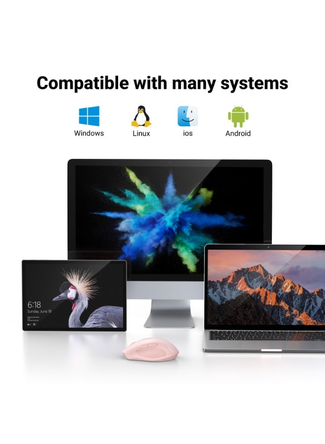 Ugreen Wireless Mouse Ergonomic Mice 2.4G USB Noiseless Portable Mouse for Laptop Tablet 5 DPI Adjustable Ultrafast Scrolling for PC HP Lenovo MacBook ASUS Dell USB pink - Image 3