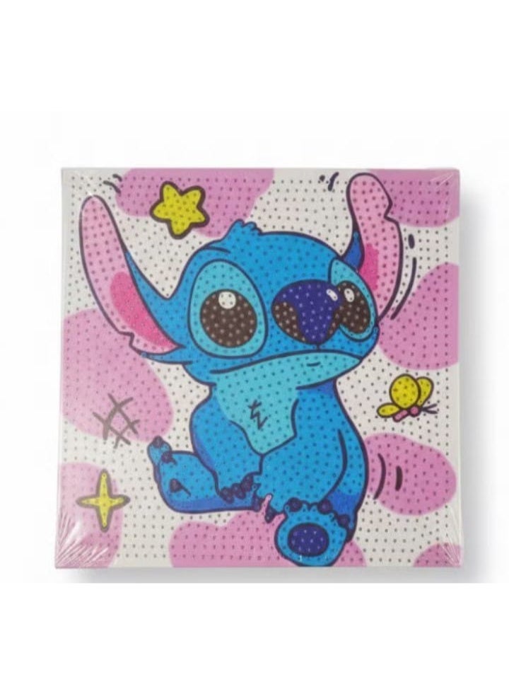 Stitch Diamond Painting – A touch of cuteness and creativity in every detail! Enjoy Stitch's fun and energetic world of vibrant colors and eye-catching sparkle! This 20 x 20 cm painting combines beauty, fun, and handcrafted art in a unique experience ✨💎