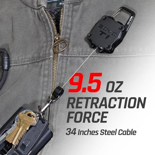 GOVO T1 Retractable Keychain, 9.5 Oz Force, 34” Steel Cable (Black/Red 2 Pack) - Image 4
