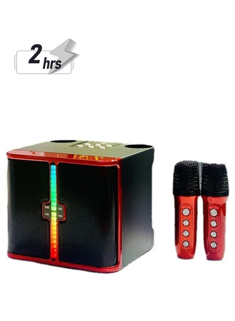 SU.YOSD YS-232 Light Wireless Karaoke Speaker Small Stereo Blue tooth Speaker With Double Wireless Microphones - Image 1