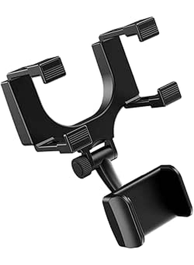 SHINEOFI 1 Piece Car Rearview Mirror Phone Holder Clip Durable Stable Mount For Smartphones Auto Navigator Stand Universal Black - Image 1