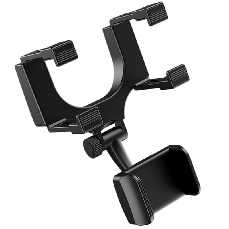 SHINEOFI 1 Piece Car Rearview Mirror Phone Holder Clip Durable Stable Mount For Smartphones Auto Navigator Stand Universal Black - Image 2