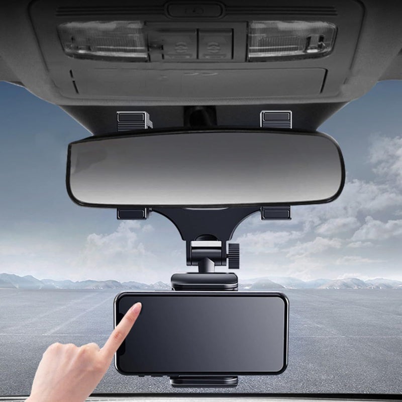 SHINEOFI 1 Piece Car Rearview Mirror Phone Holder Clip Durable Stable Mount For Smartphones Auto Navigator Stand Universal Black - Image 4
