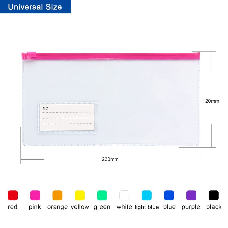 Tamaki 10 Pack Zipper Plastic Envelopes, Small Plastic Envelopes, A6 Size for Pencil Case Bulk, Bill Bag, 10 Color (9x4.7 Inch) - Image 3