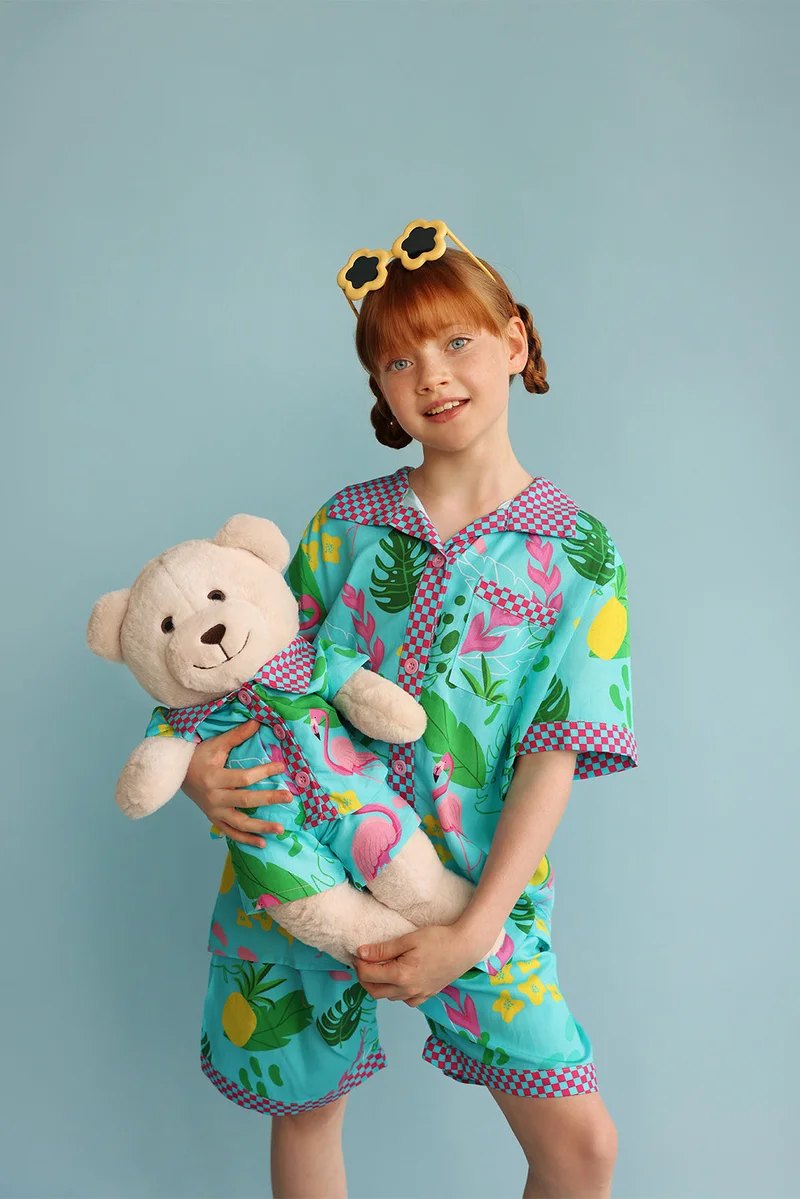 Luna Mia 'Felicia' Pyjama Set With Matching Teddy Bear