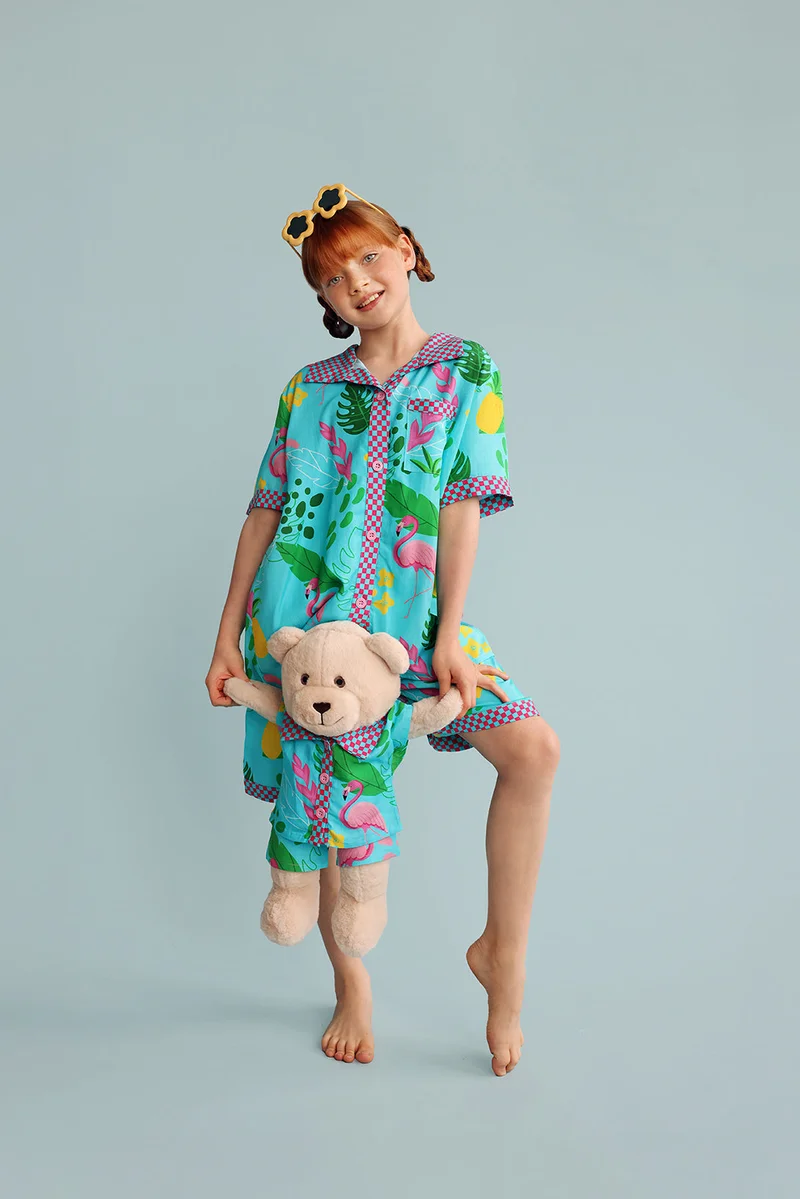 Luna Mia 'Felicia' Pyjama Set With Matching Teddy Bear