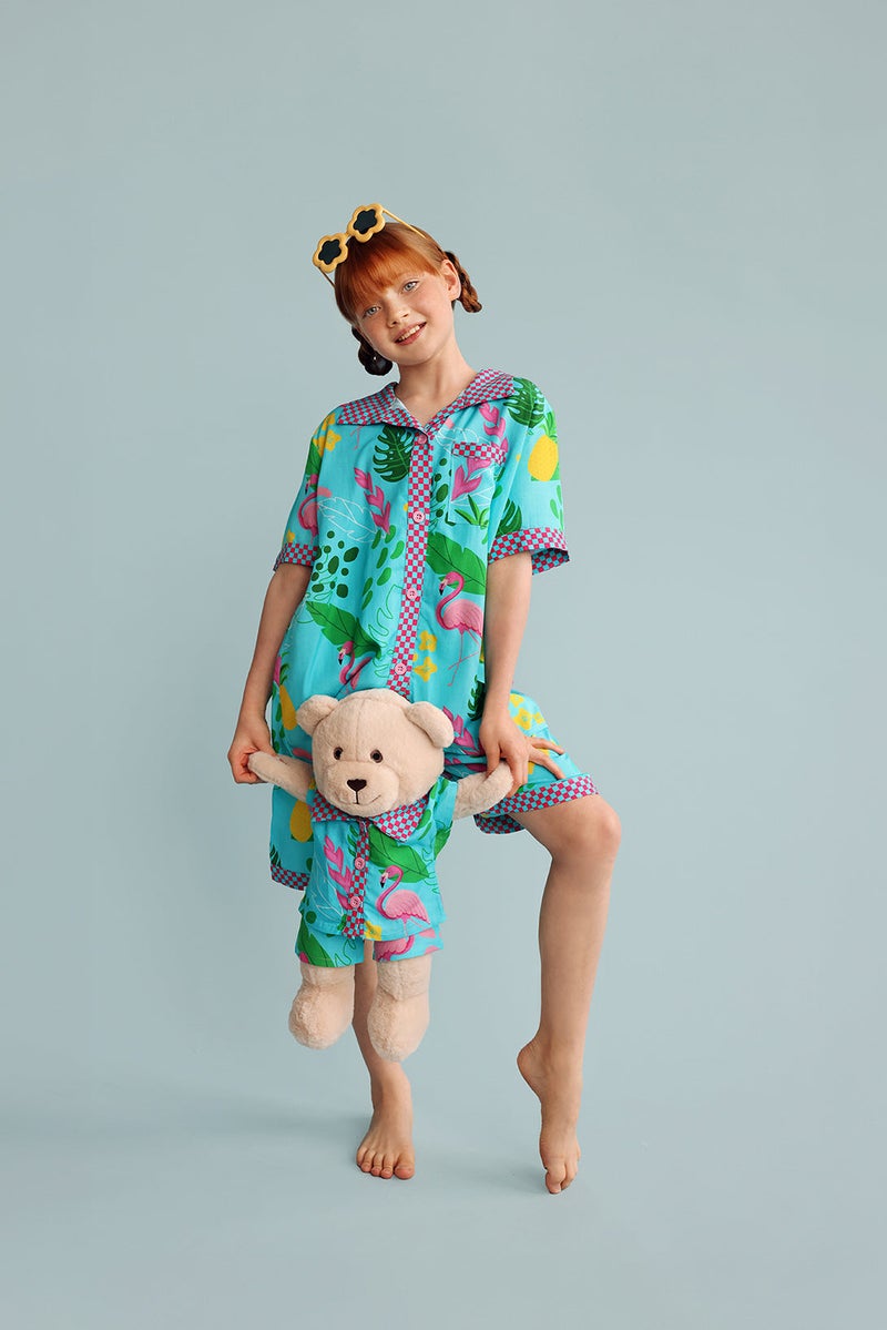 Luna Mia 'Felicia' Pyjama Set With Matching Teddy Bear - Image 1