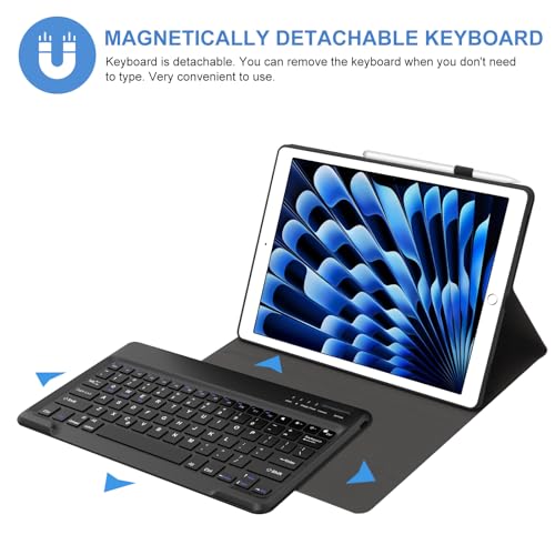 BORIYUAN Keyboard Case for iPad Pro 12.9 inch (Old Model) 2015 1st Gen / 2017 2nd Gen, Detachable Wireless Bluetooth Keyboard Folio Smart Cover for iPad Pro 12.9" 2nd &1st Gen with Pencil Holder – Black - Image 2