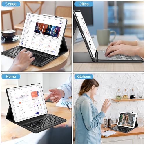 BORIYUAN Keyboard Case for iPad Pro 12.9 inch (Old Model) 2015 1st Gen / 2017 2nd Gen, Detachable Wireless Bluetooth Keyboard Folio Smart Cover for iPad Pro 12.9" 2nd &1st Gen with Pencil Holder – Black - Image 3