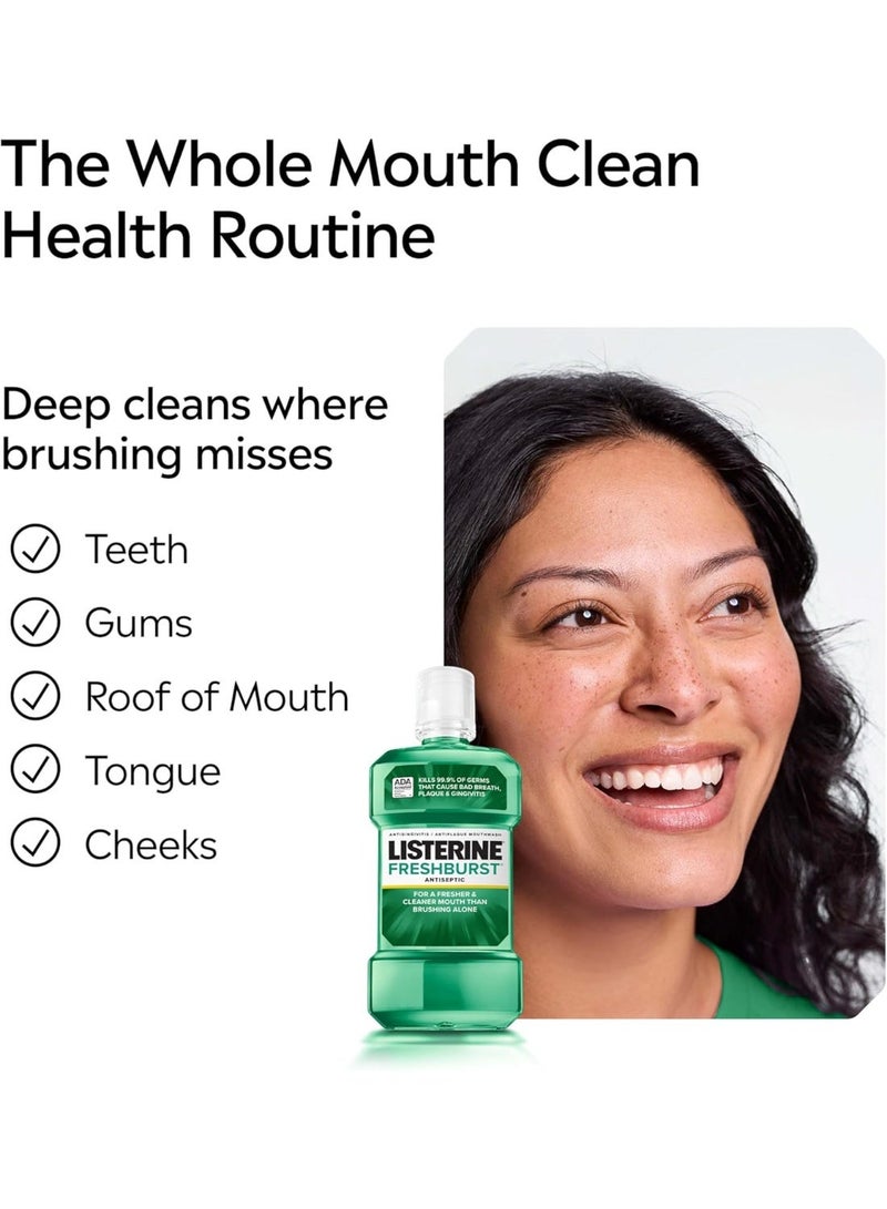 Listerine Freshburst Antiseptic Mouthwash for Bad Breath, Plaque, & Gingivitis, 500 mL x 2 - Image 4