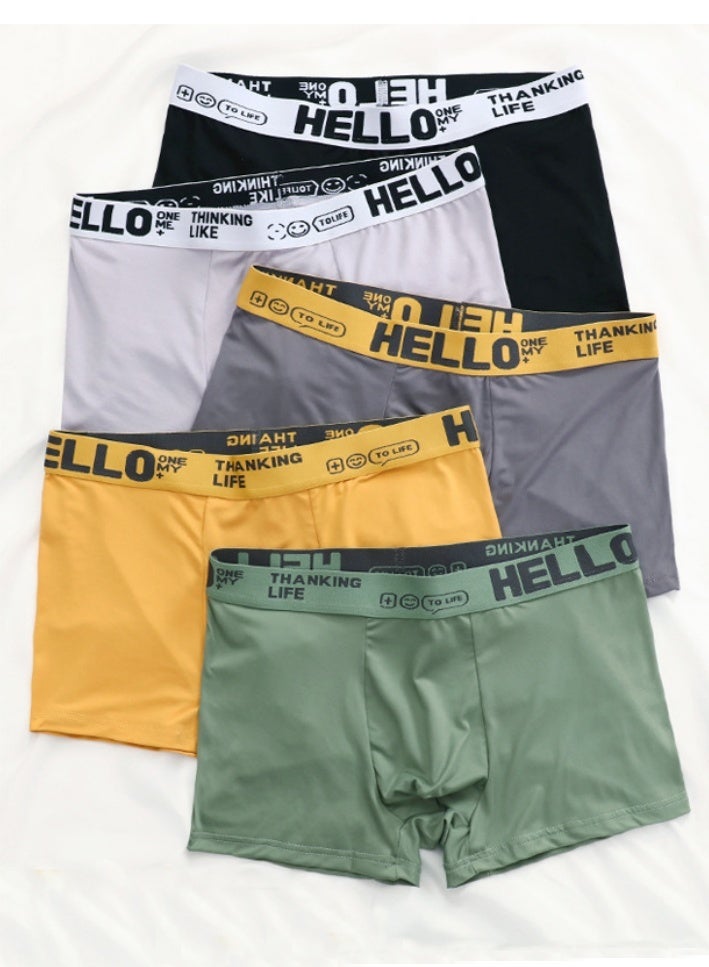 HELLO 5-piece set of high elasticity low waist flat angle underwear, breathable cotton moisture wicking and fashionable men's underwear - Image 1