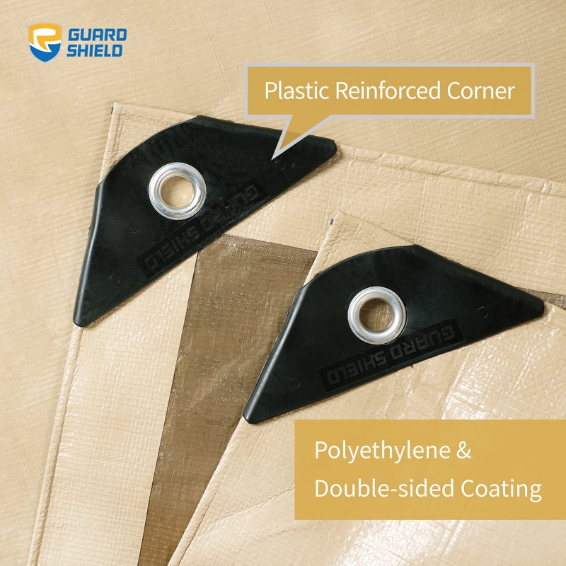 GUARD SHIELD Beige Tarp Heavy Duty Waterproof 10x20 Feet Outdoor Poly Tarps Cover Thick UV Resistant Canopy Tarpaulin with Grommets 10mil - Image 2