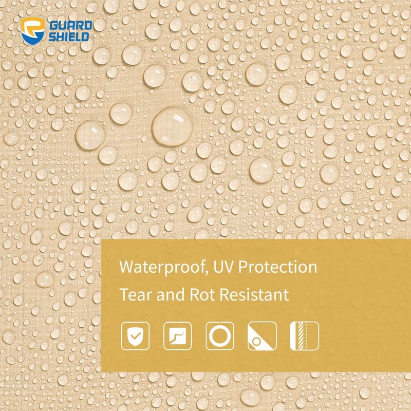 GUARD SHIELD Beige Tarp Heavy Duty Waterproof 10x20 Feet Outdoor Poly Tarps Cover Thick UV Resistant Canopy Tarpaulin with Grommets 10mil - Image 3