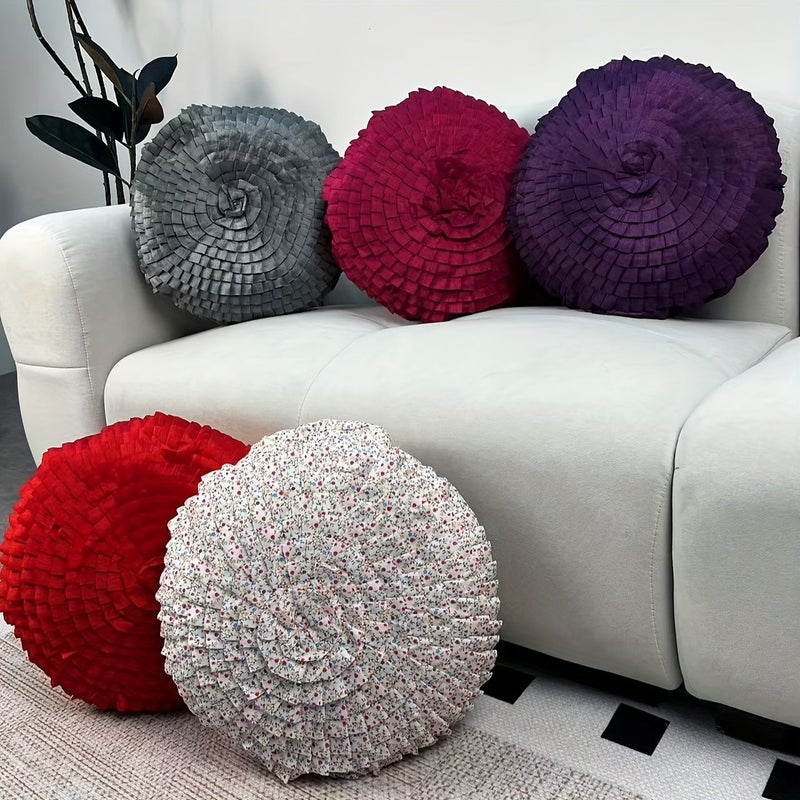 Red Iridescent Round Decorative Cushion Pillow For Home Decor - Image 1