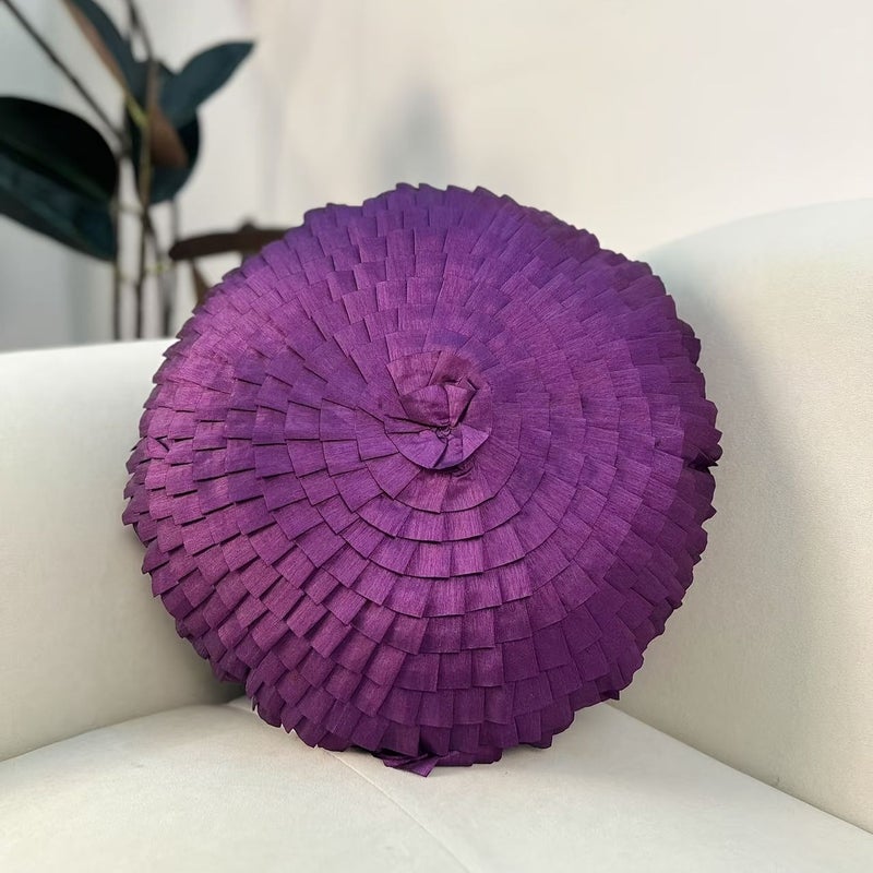 Red Iridescent Round Decorative Cushion Pillow For Home Decor - Image 2