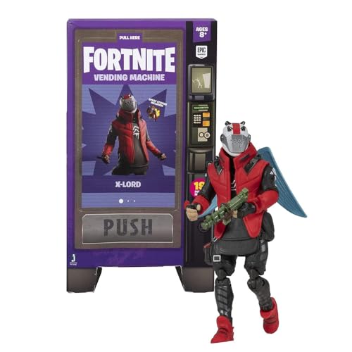 FORTNITE آلة البيع من فورتنايت، تحتوي على شخصية أكشن X-Lord بطول 4 إنش، تشمل 9 أسلحة، 4 عناصر خلفية، و 4 قطع مواد بناء - Image 1