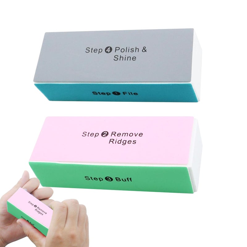 Spaceshoop 2PCS Nail Buffer Blocks Sponge 4-Sided, Professional Buffing, 2 Pieces
