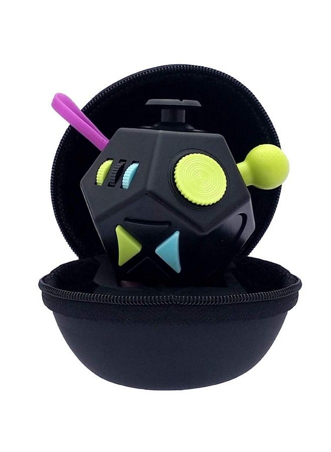 PILPOC Thefube Fidget Cube Dodecagon 12 Sides Premium Quality Fidget Cube Dice With Exclusive Carry Case Durable Relieve Stress And Anxiety For Add Adhd Ocd (Black & Mix) - Image 2