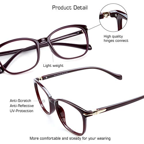 VisionGlobal Blue Light Blocking Glasses for Women/Men, Anti Eyestrain, Computer Reading, TV Glasses, Stylish Square Frame, Anti Glare - Image 2
